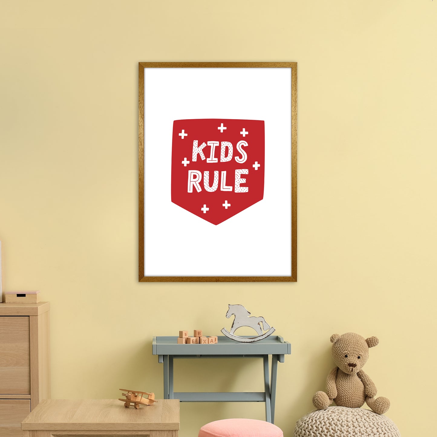 Kids Rule Red Super Scandi Art Print by Pixy Paper A1 Print Only