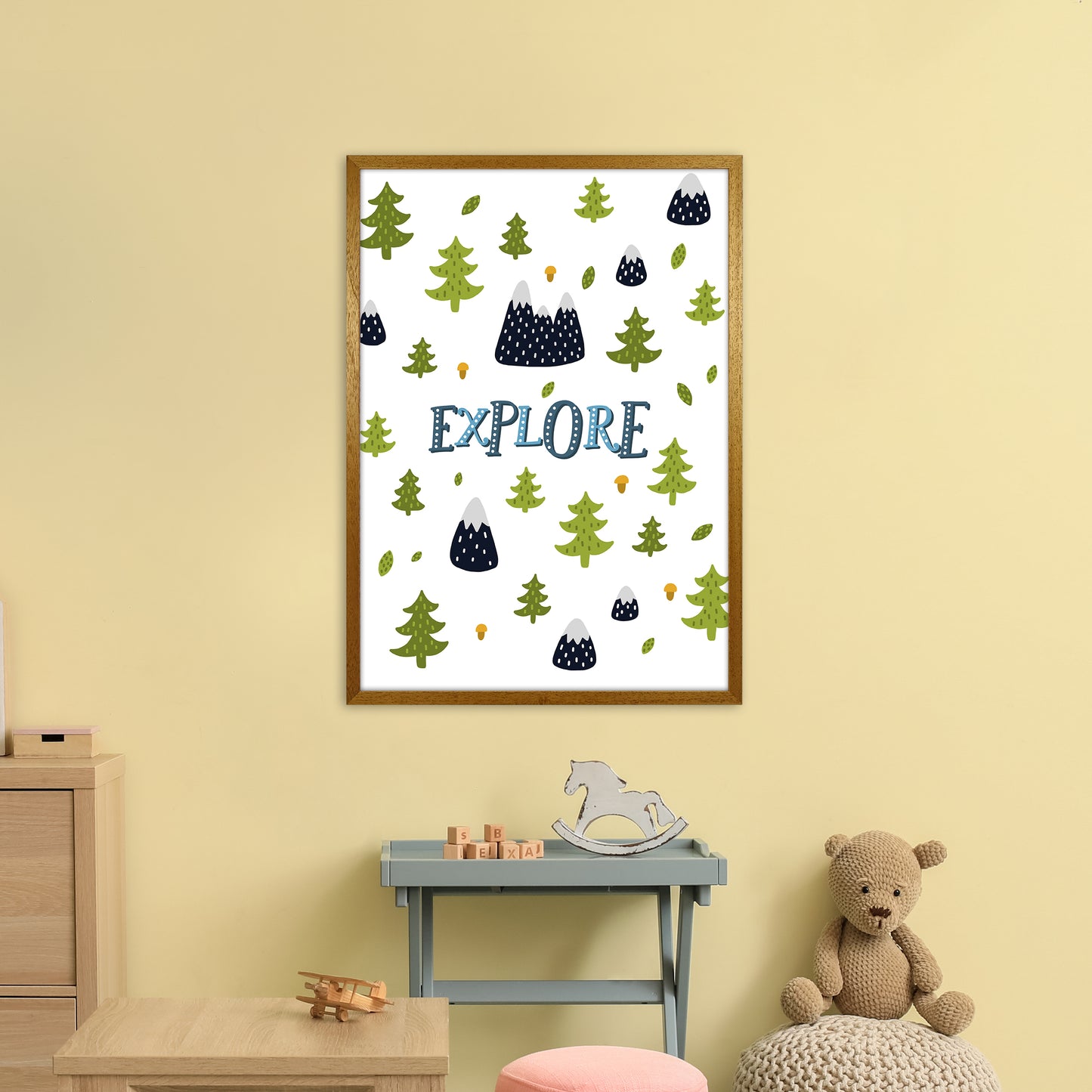 Little Explorer Trees Blue Art Print by Pixy Paper A1 Print Only