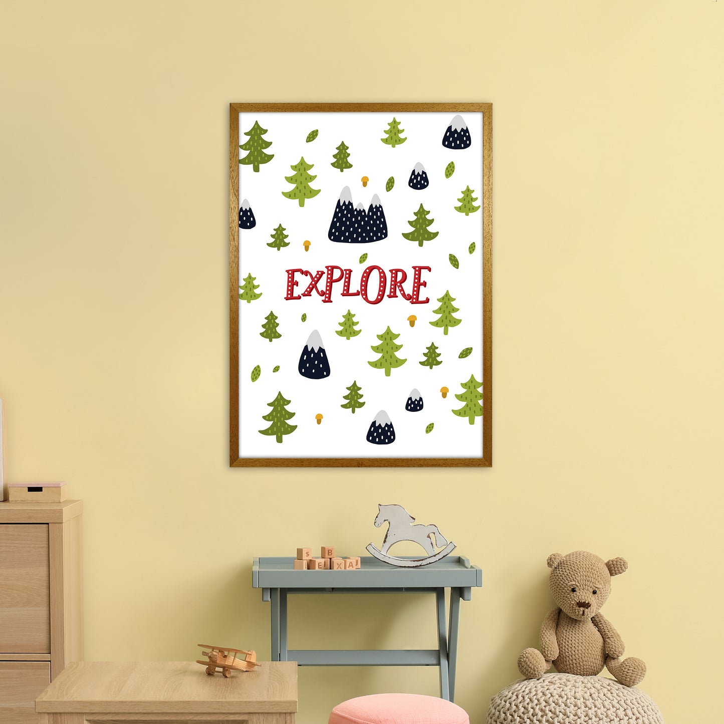 Little Explorer Trees Red Art Print by Pixy Paper A1 Print Only