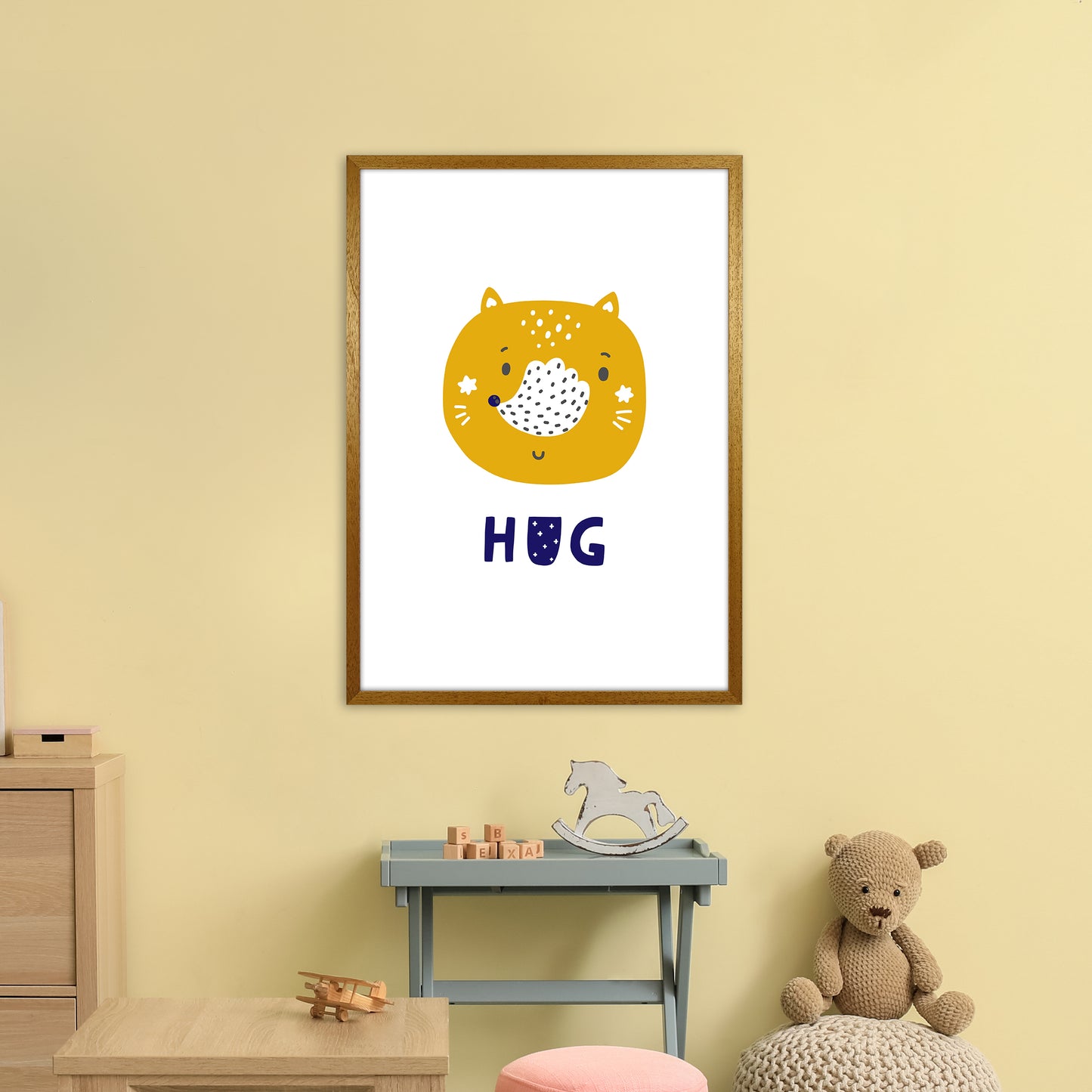 Fox Hug Navy Super Scandi Art Print by Pixy Paper A1 Print Only