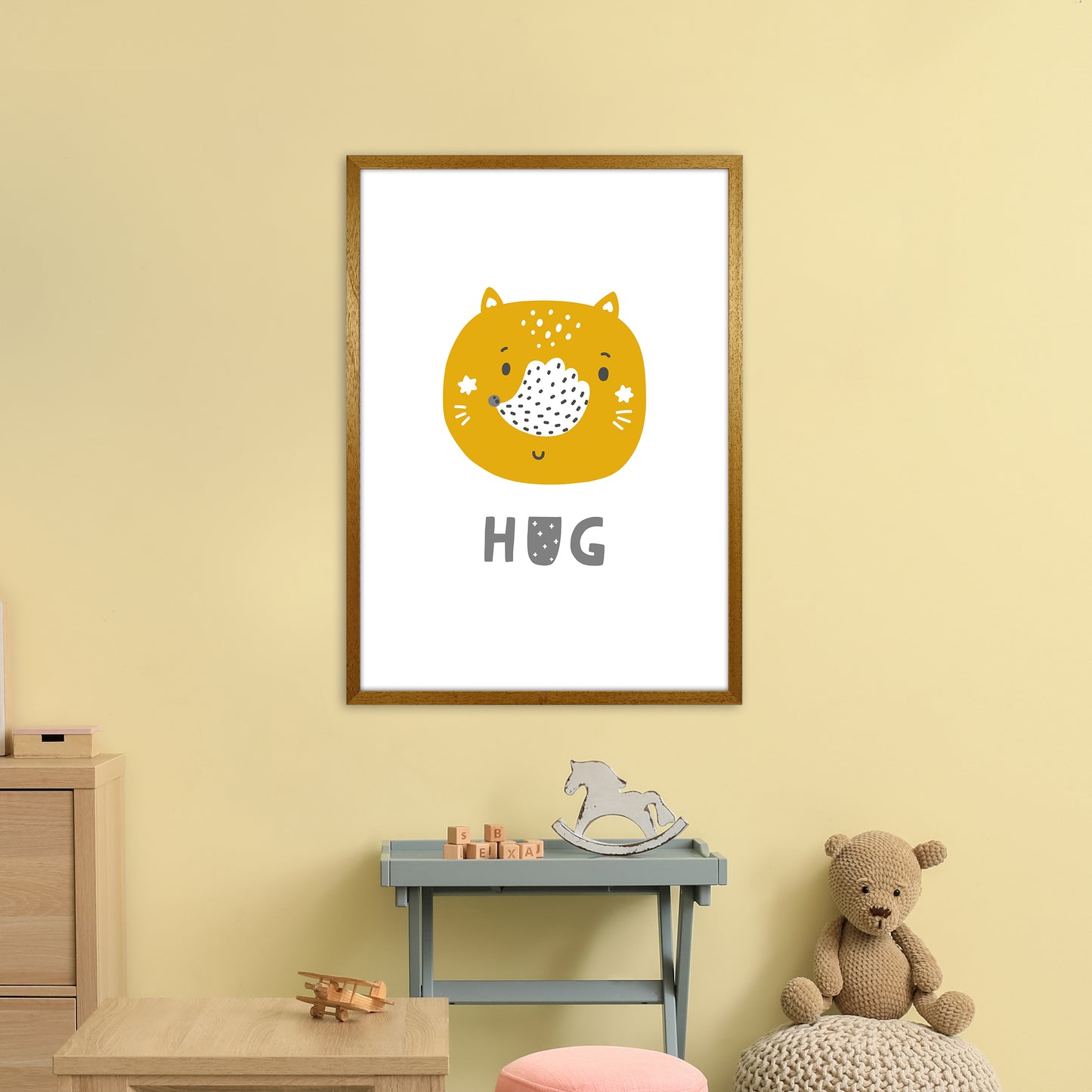 Fox Hug Super Scandi Grey Art Print by Pixy Paper A1 Print Only