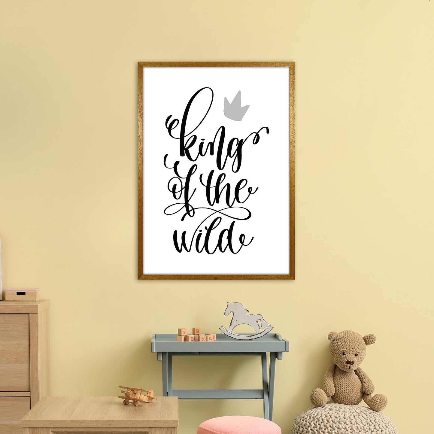 King Of The Wild Black Art Print by Pixy Paper A1 Print Only