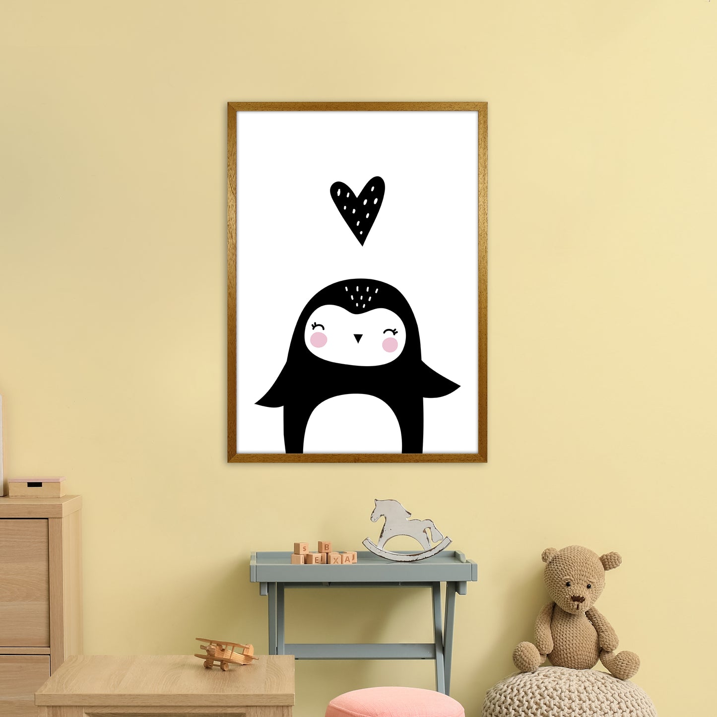 Penguin With Heart Art Print by Pixy Paper A1 Print Only
