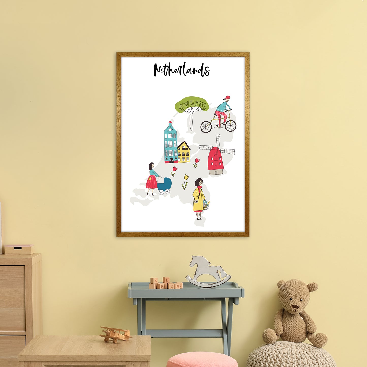 Netherlands Map Art Print by Pixy Paper A1 Print Only