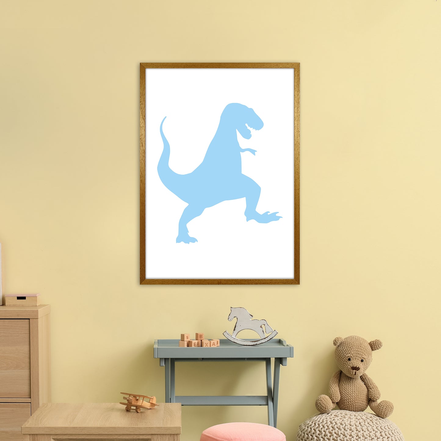 T-Rex Light Blue Art Print by Pixy Paper A1 Print Only