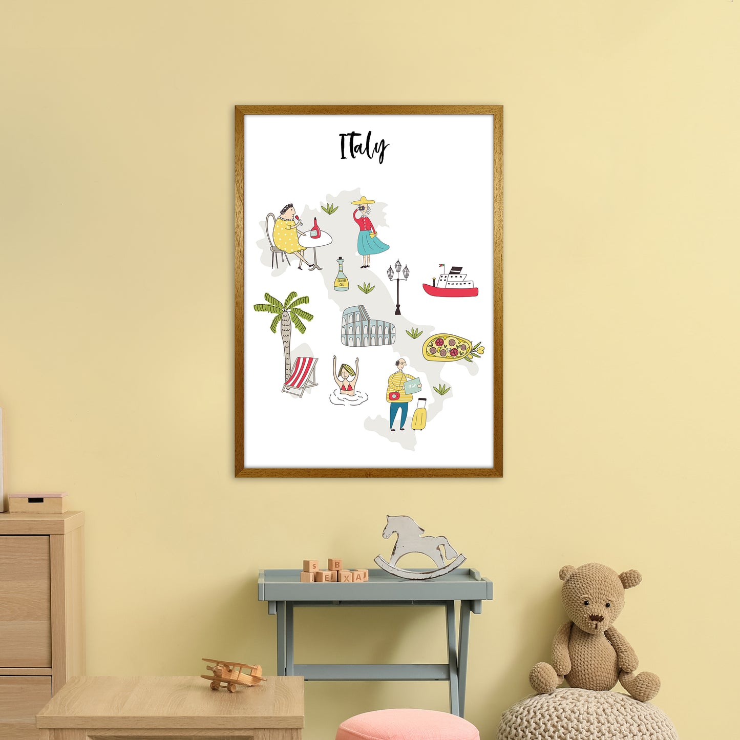 Italy Map Art Print by Pixy Paper A1 Print Only