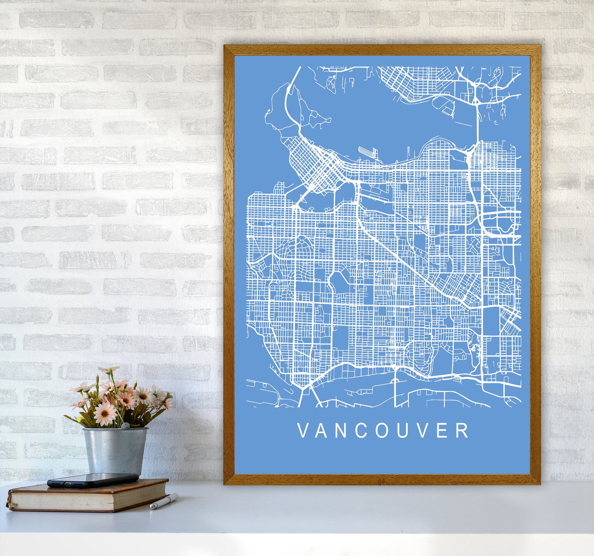 Vancouver Map Blueprint Art Print by Pixy Paper A1 Print Only