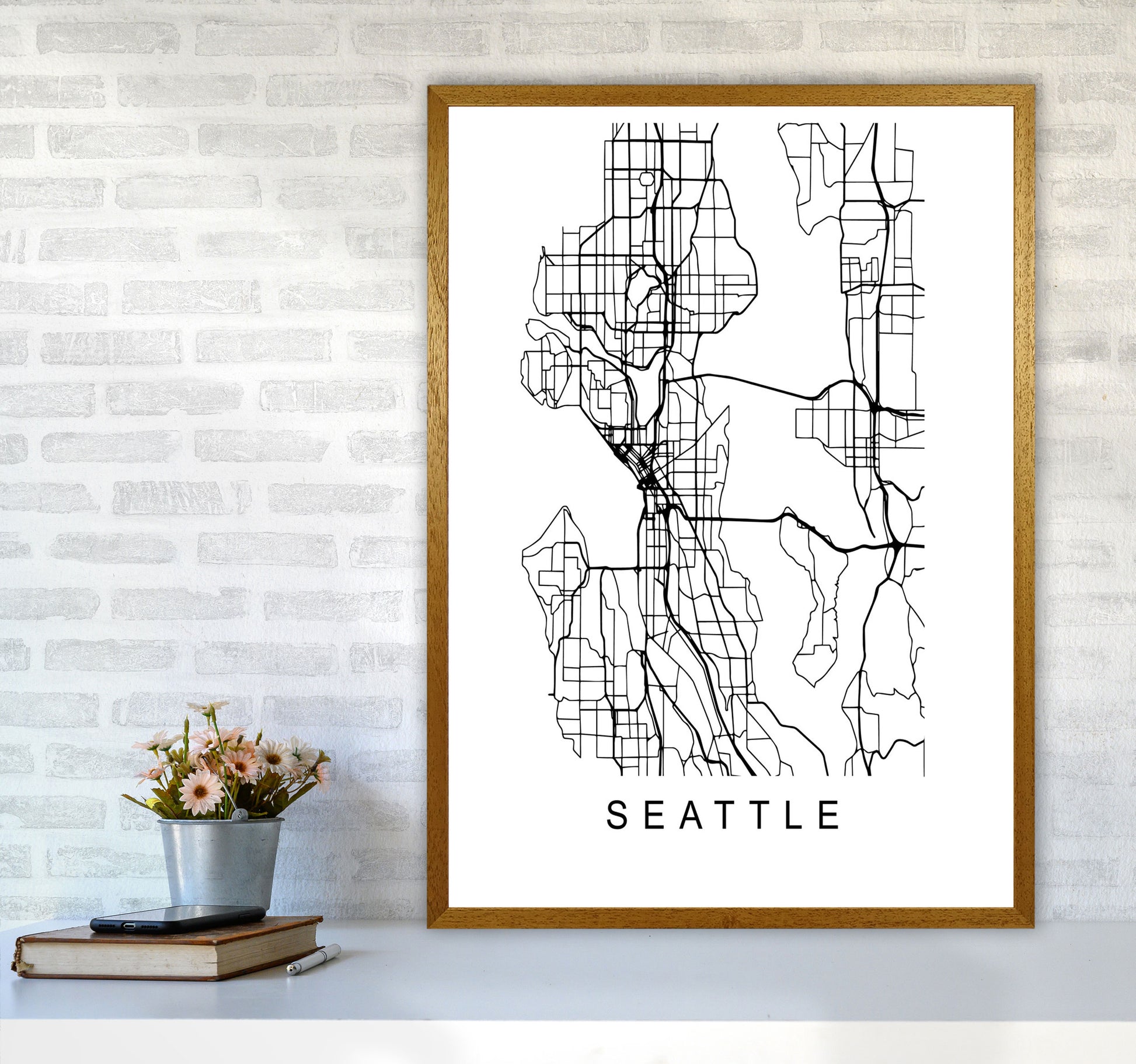 Seattle Map Art Print by Pixy Paper A1 Print Only