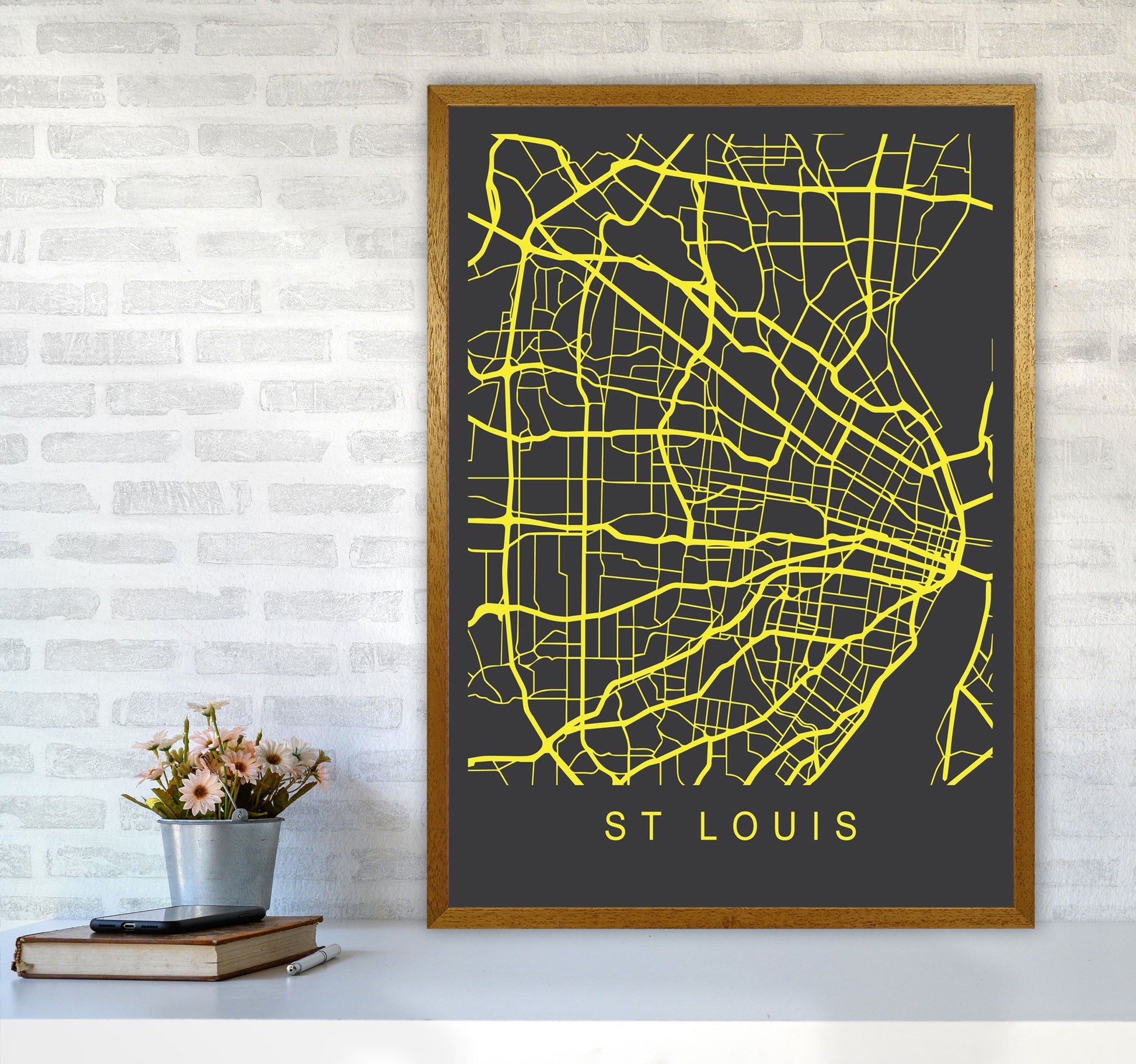 St Louis Map Neon Art Print by Pixy Paper A1 Print Only