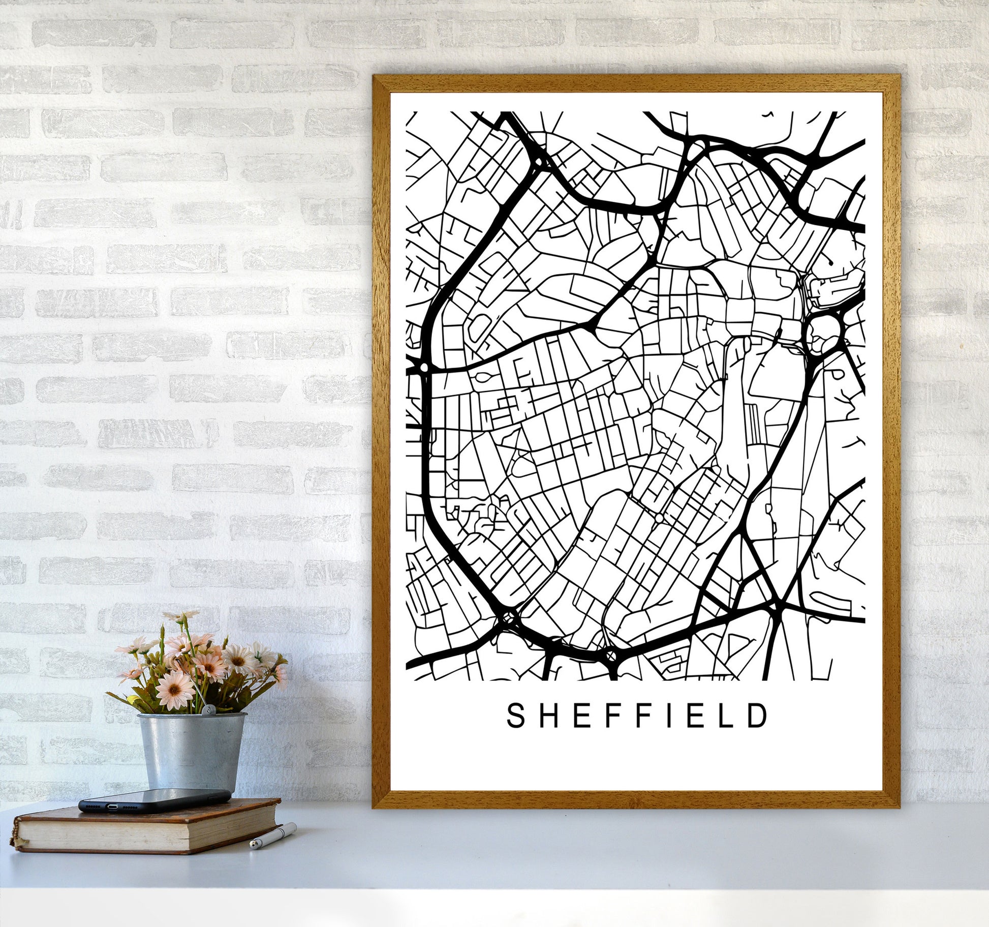 Sheffield Map Art Print by Pixy Paper A1 Print Only