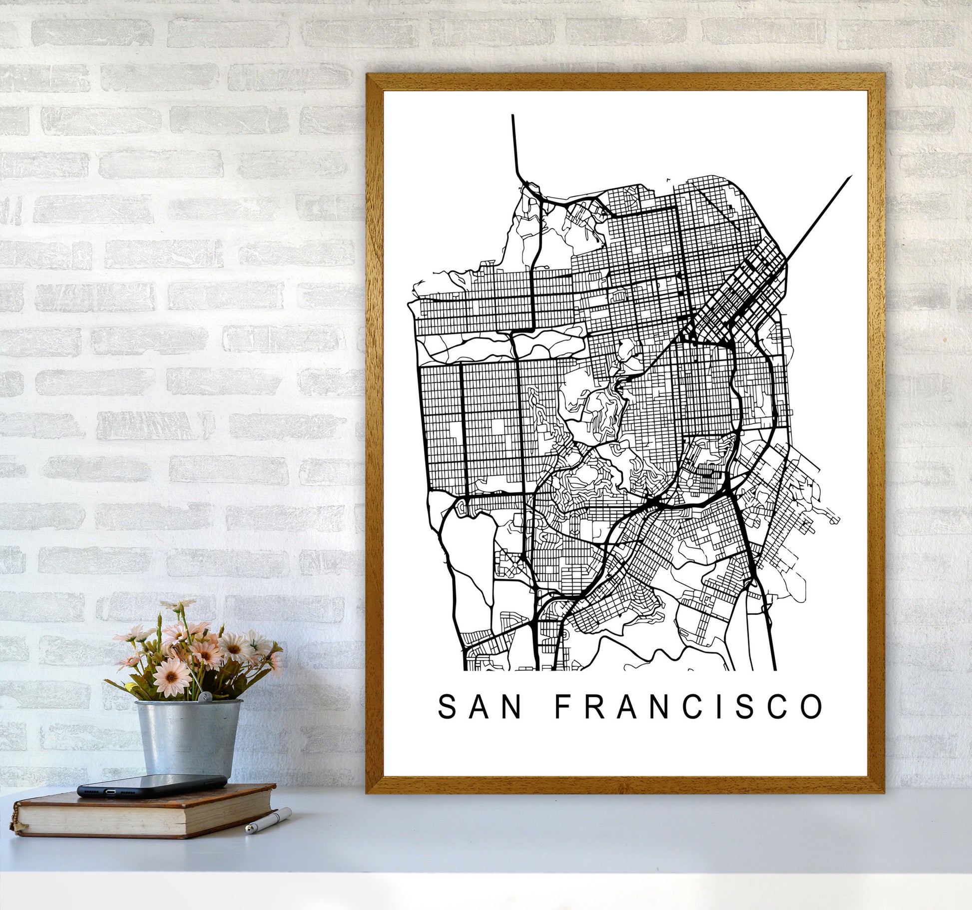 San Francisco Map Art Print by Pixy Paper A1 Print Only