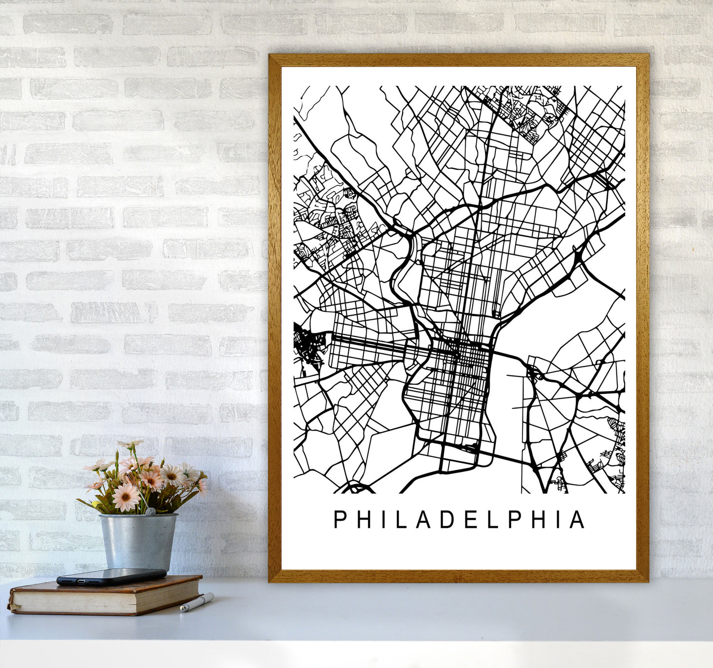 Philadelphia Map Art Print by Pixy Paper A1 Print Only