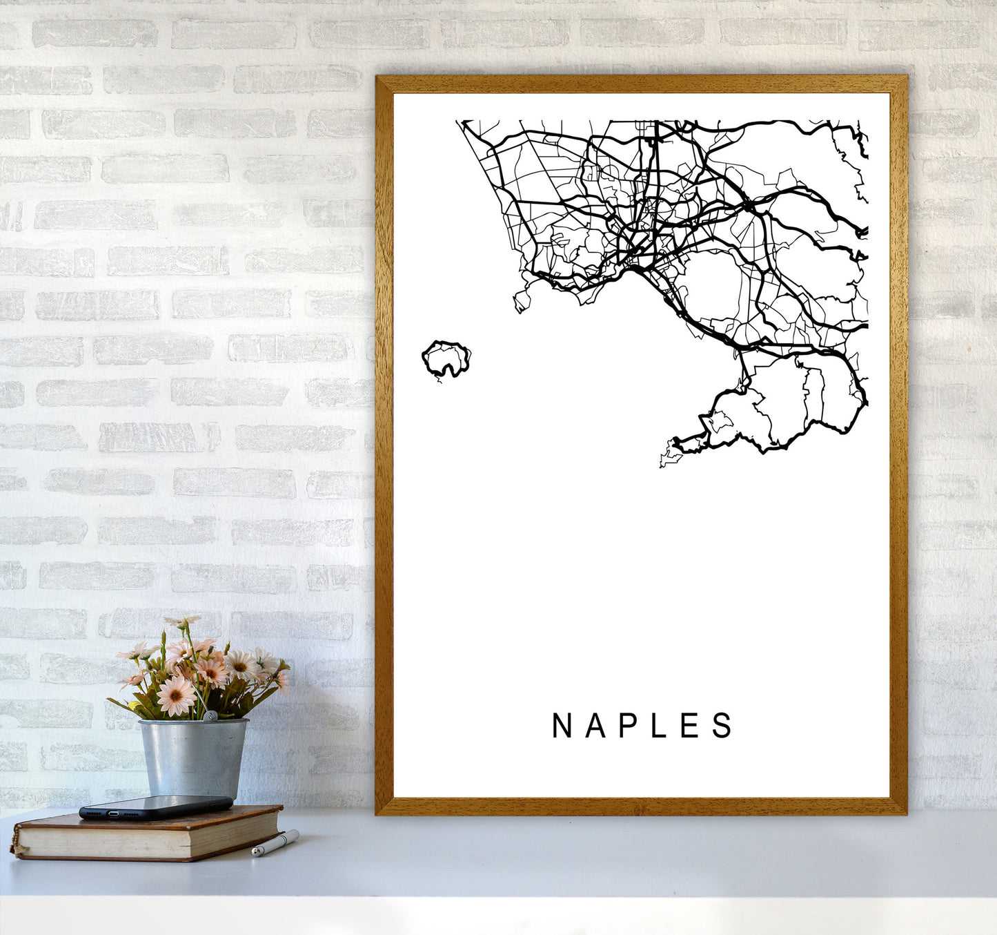 Naples Map Art Print by Pixy Paper A1 Print Only
