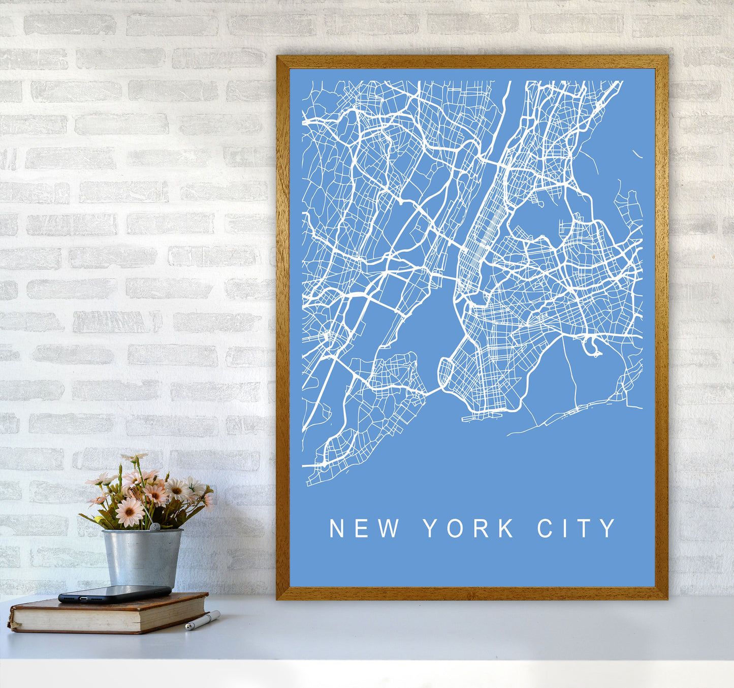New York City Map Blueprint Art Print by Pixy Paper A1 Print Only