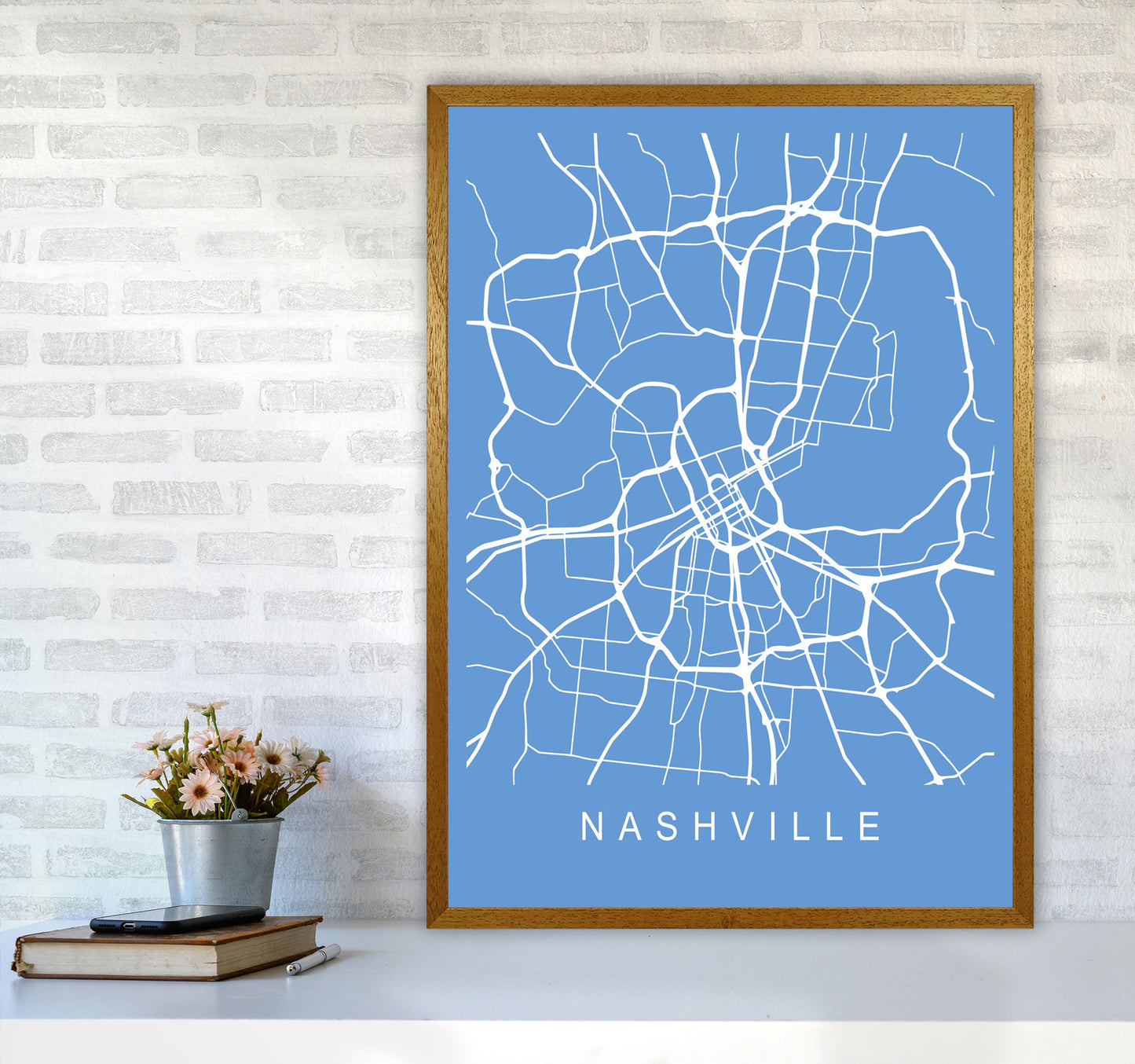 Nashville Map Blueprint Art Print by Pixy Paper A1 Print Only