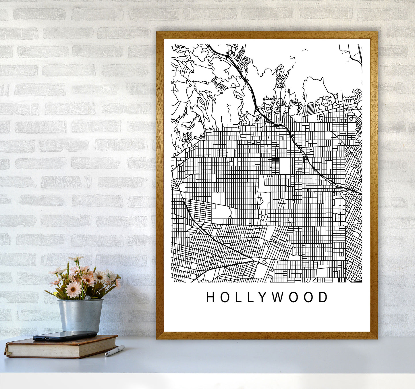 Hollywood Map Art Print by Pixy Paper A1 Print Only