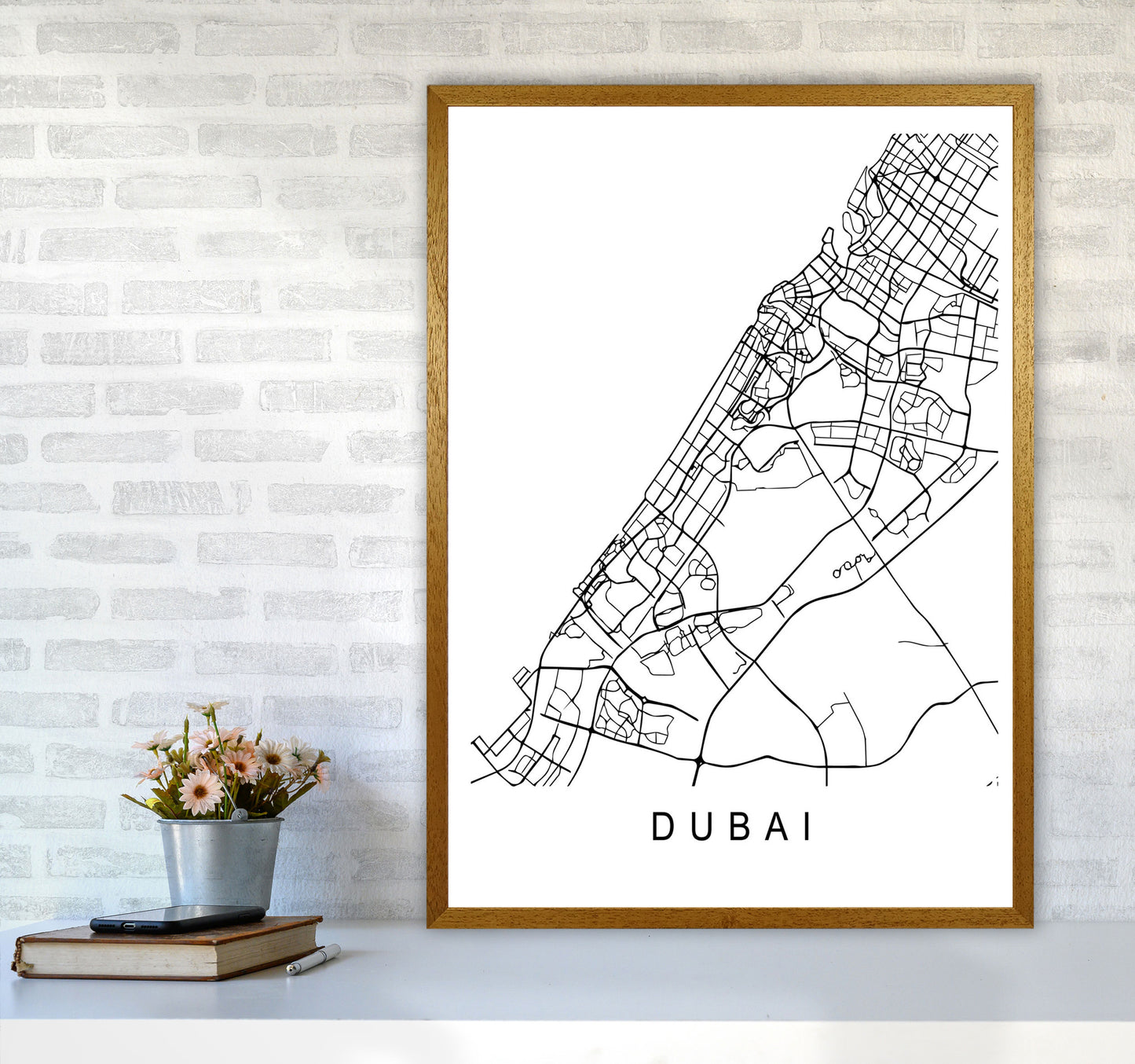 Dubai Map Art Print by Pixy Paper A1 Print Only