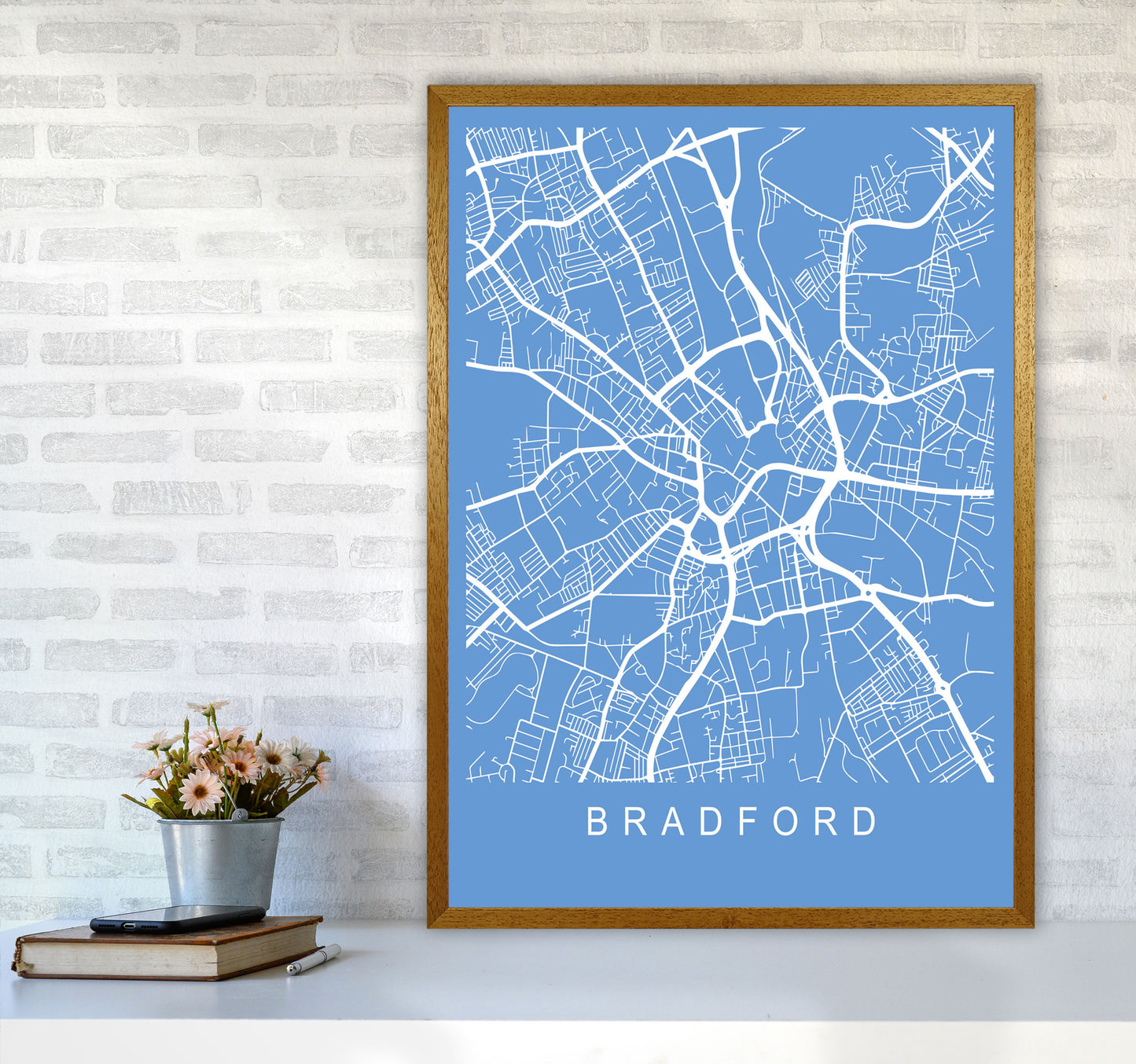 Bradford Map Blueprint Art Print by Pixy Paper A1 Print Only