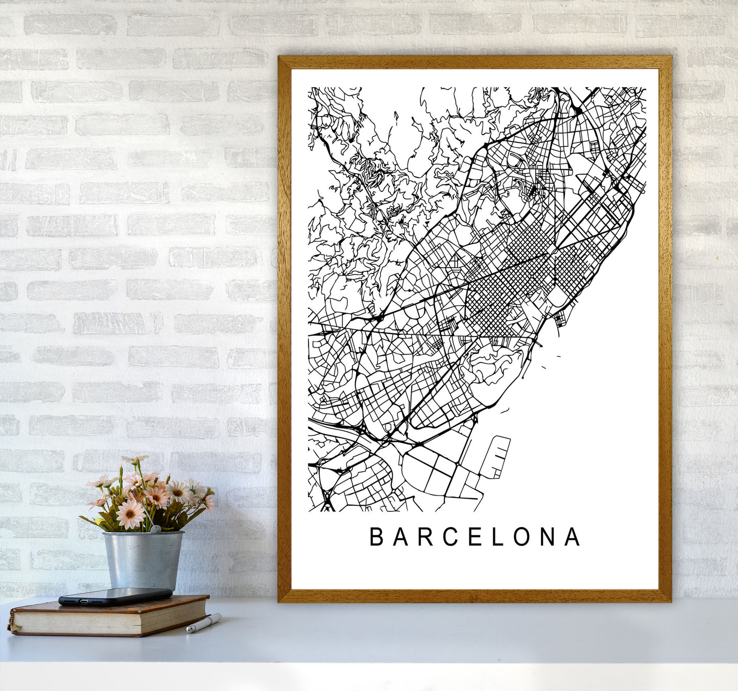 Barcelona Map Art Print by Pixy Paper A1 Print Only