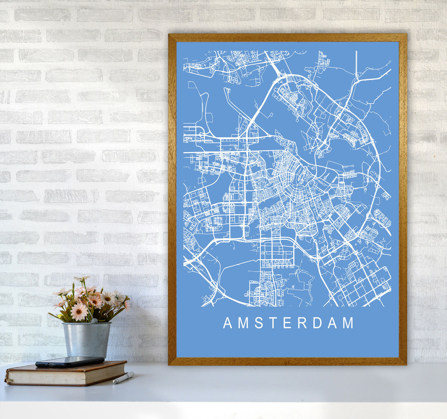 Amsterdam Map Blueprint Art Print by Pixy Paper A1 Print Only