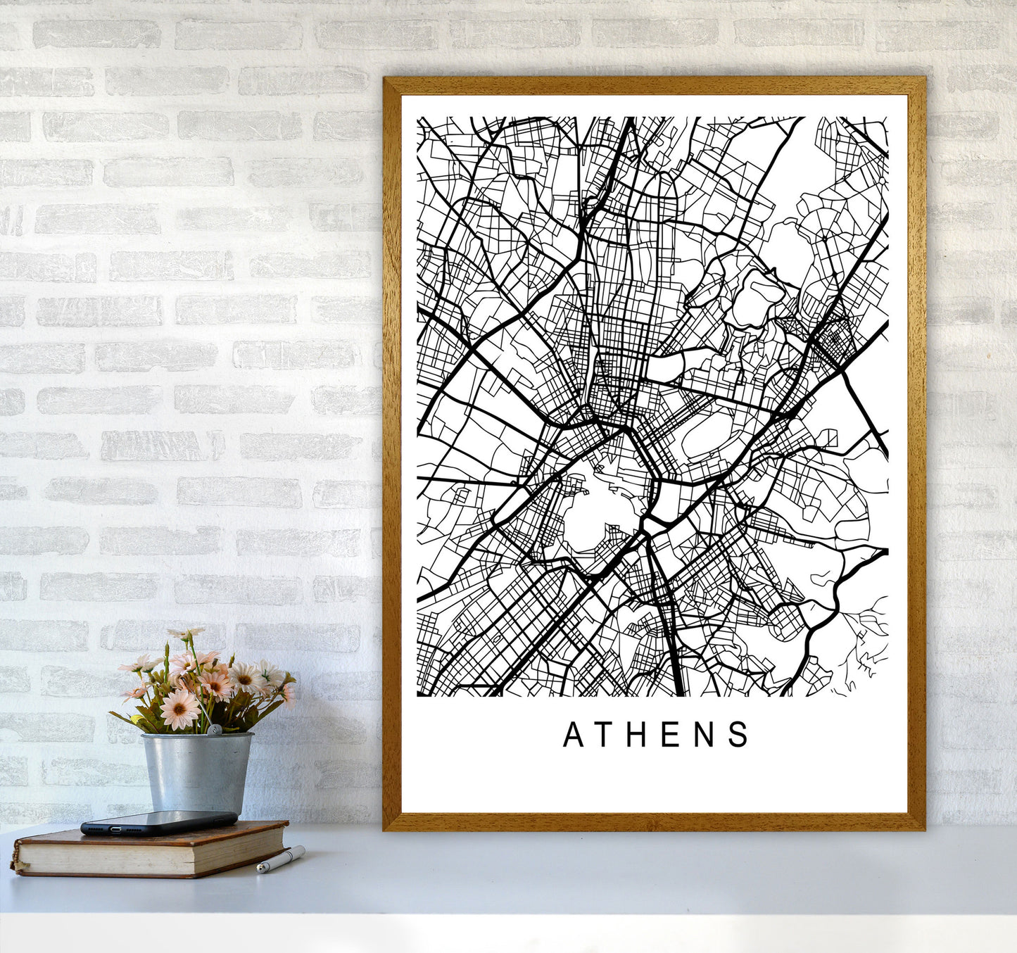 Athens Map Art Print by Pixy Paper A1 Print Only