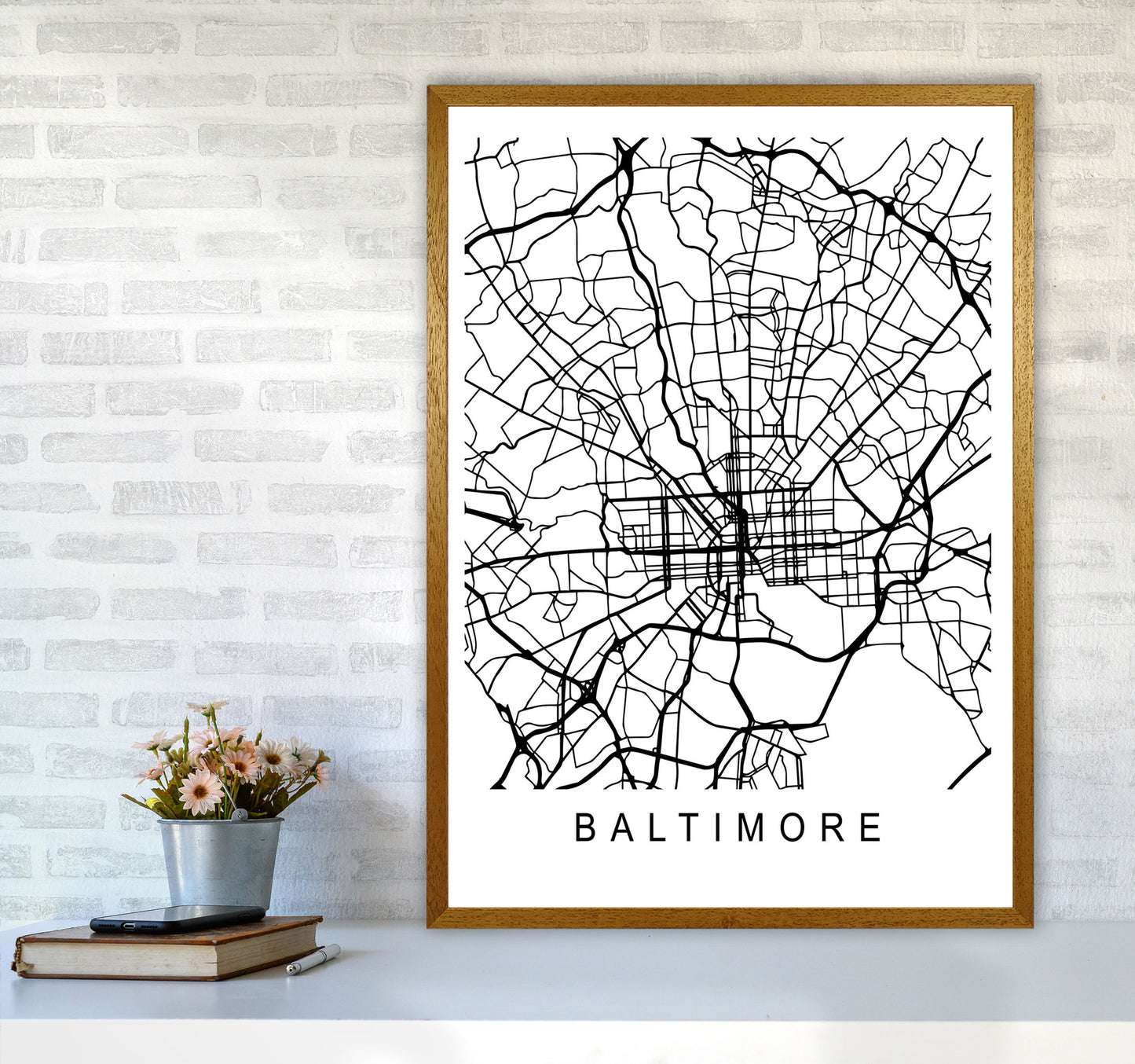 Baltimore Map Art Print by Pixy Paper A1 Print Only