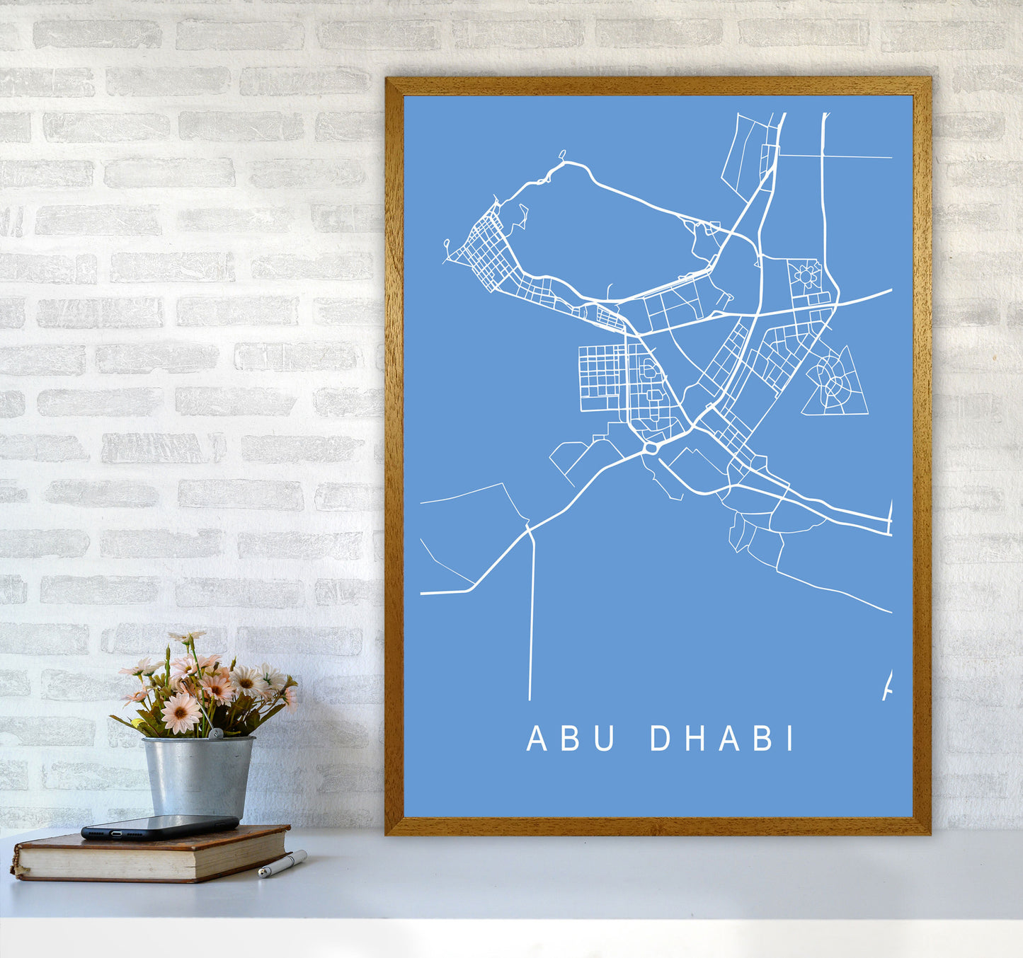 Abu Dhabi Map Blueprint Art Print by Pixy Paper A1 Print Only
