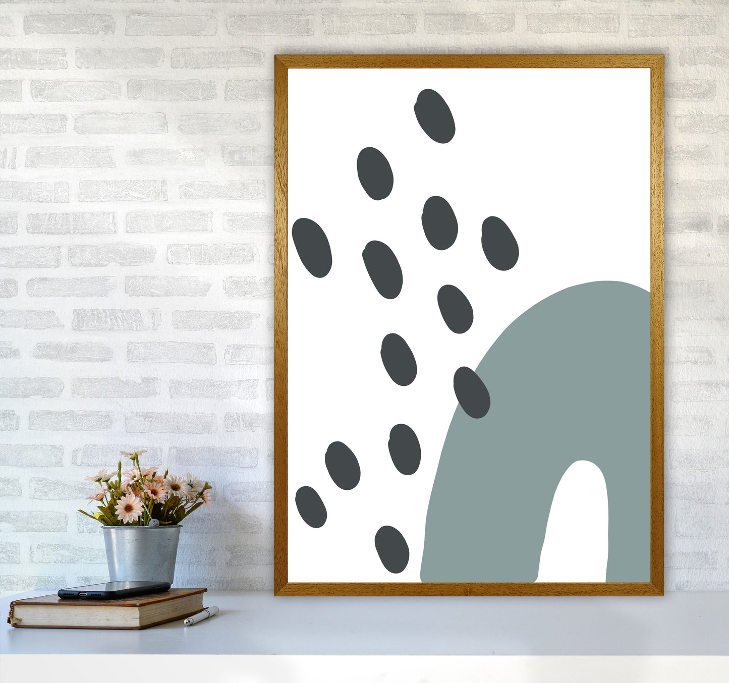 Inspired Teal Rainbow with Polka Art Print by Pixy Paper A1 Print Only