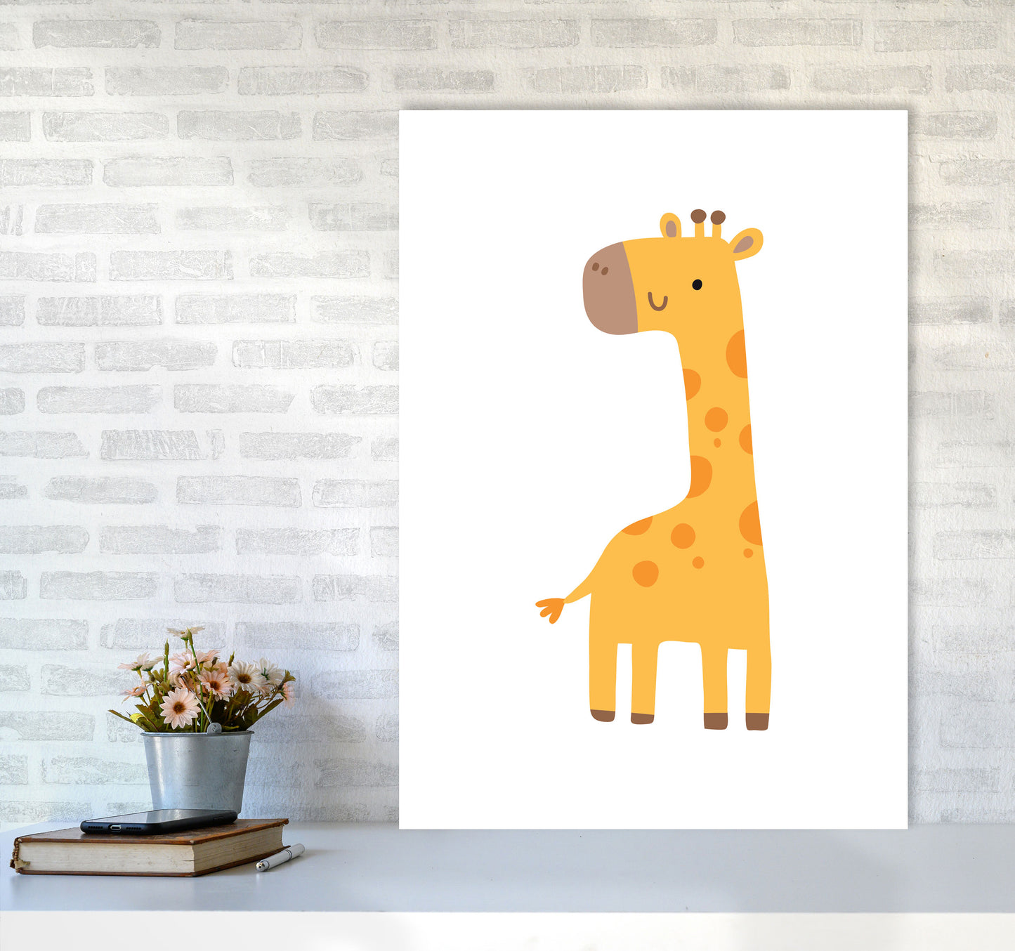 Children's Animals, Giraffe Modern Print A1 Black Frame