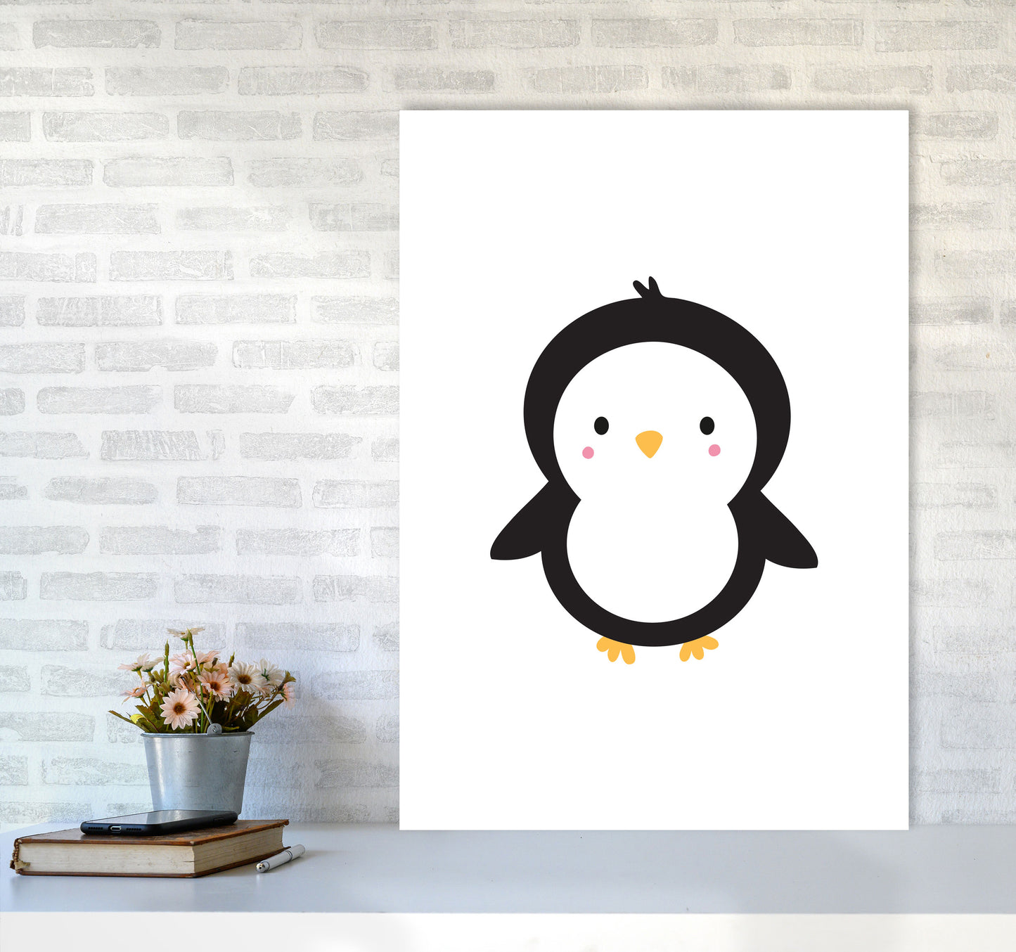 Children's Animals, Penguin Modern Print A1 Black Frame