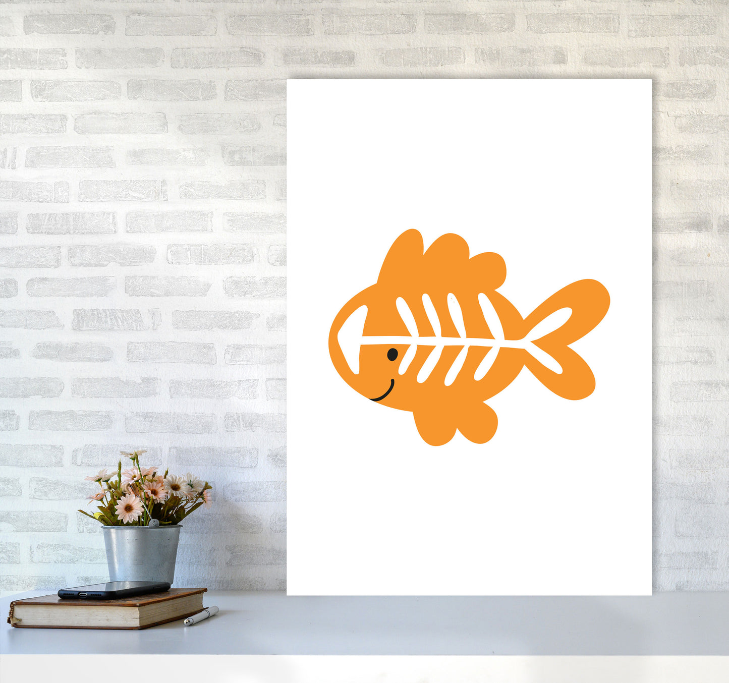 Children's Animals, X-Ray Fish Modern Print A1 Black Frame
