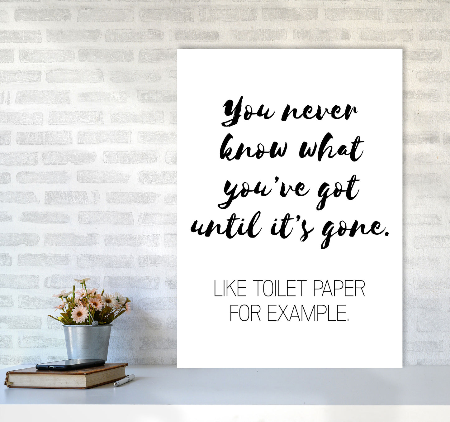 Toilet Paper, Bathroom Modern Print, Framed Bathroom Wall Art A1 Black Frame