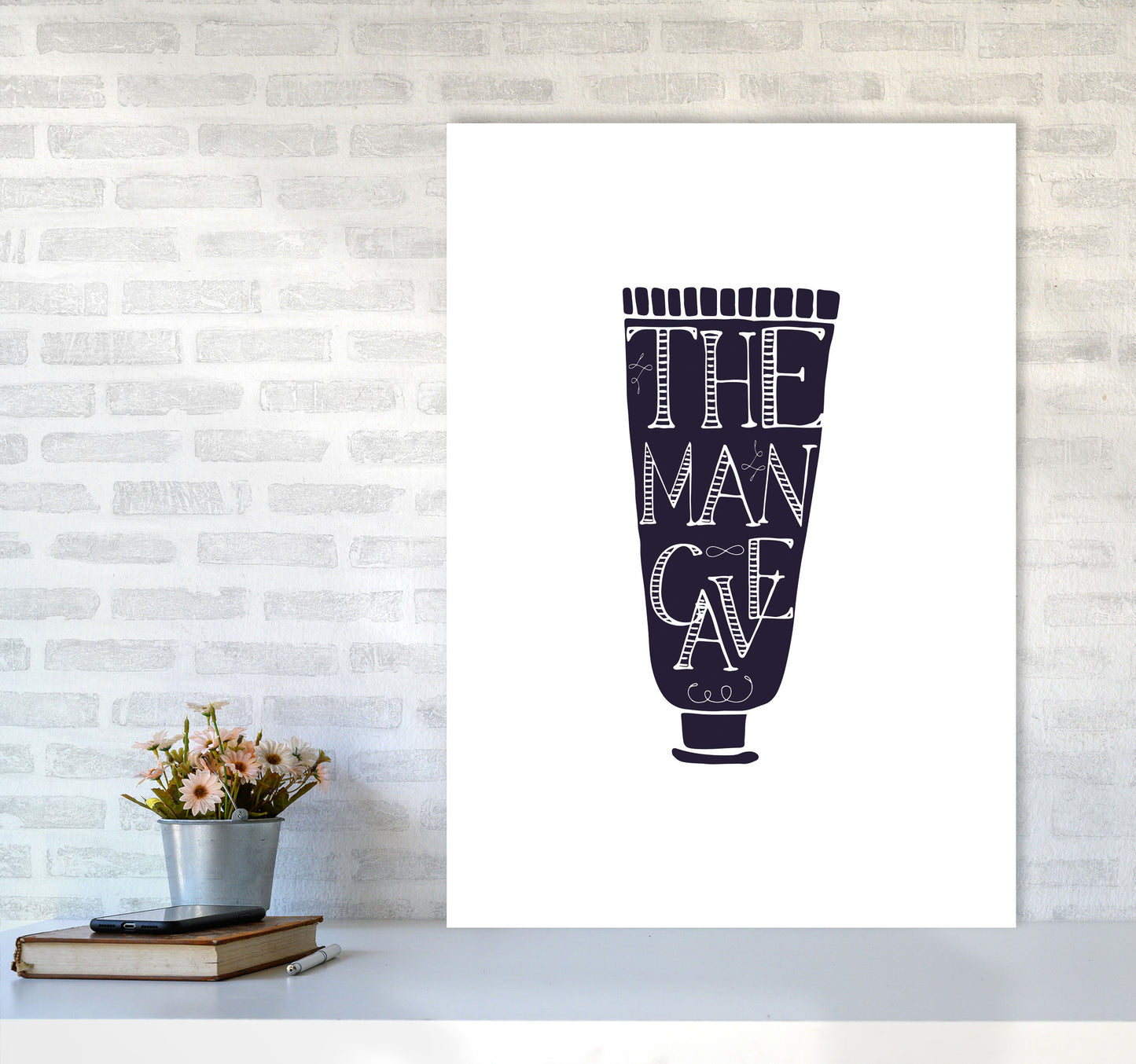 The Man Cave 1 Modern Print, Framed Bathroom Wall Art A1 Black Frame