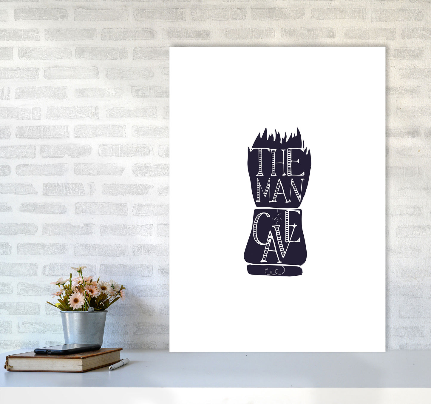 The Man Cave 2 Modern Print, Framed Bathroom Wall Art A1 Black Frame