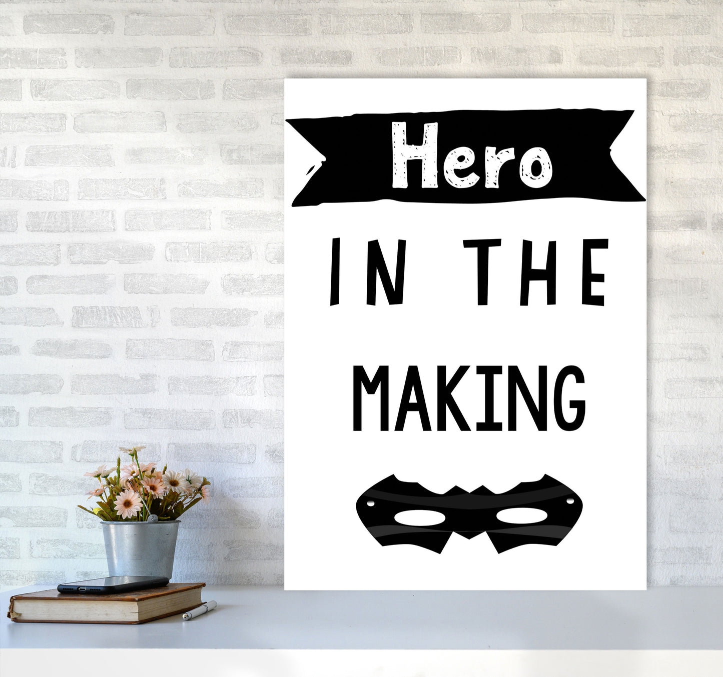 Hero In The Making Framed Nursey Wall Art Print A1 Black Frame