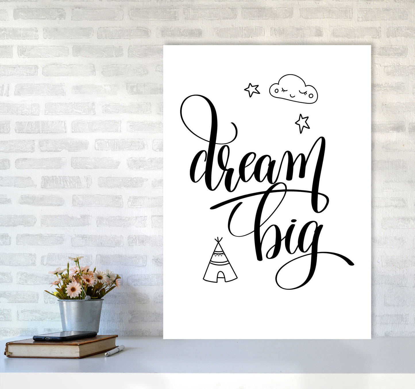 Dream Big Black Framed Nursey Wall Art Print A1 Black Frame