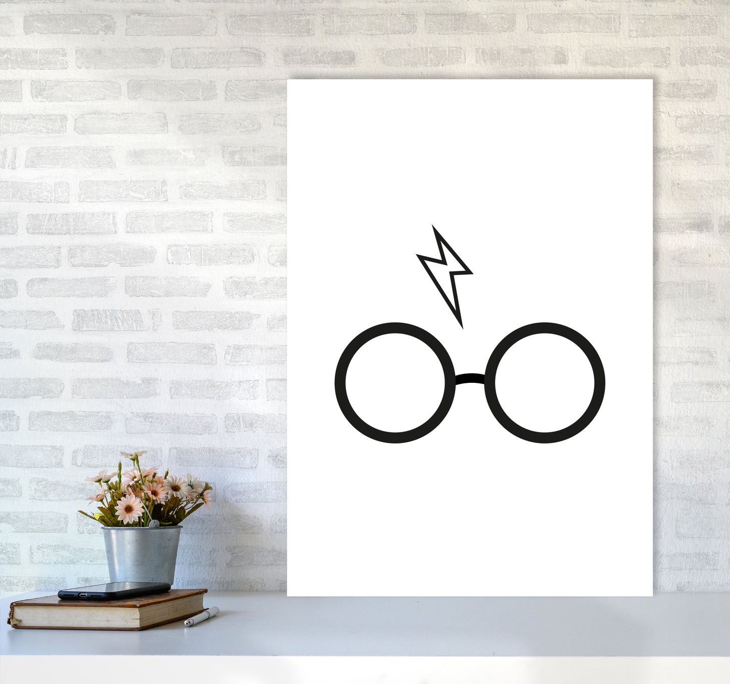 Harry Potter Glasses And Scar Framed Nursey Wall Art Print A1 Black Frame