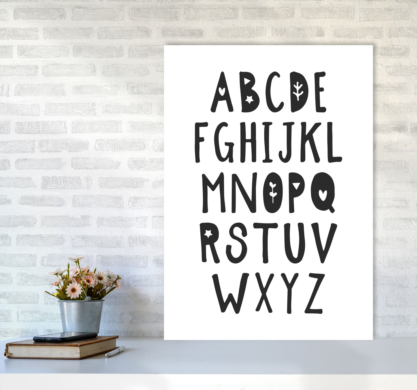Black Alphabet Framed Nursey Wall Art Print A1 Black Frame