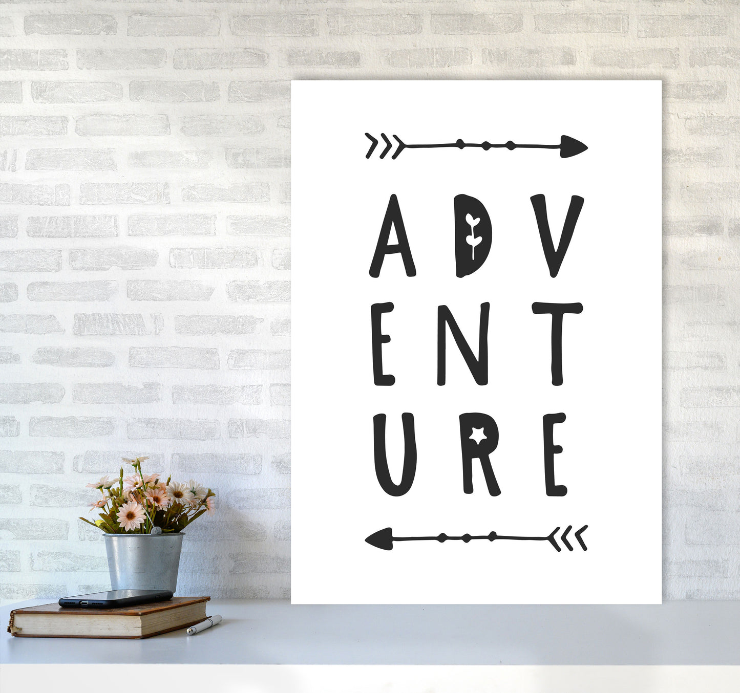 Adventure Black Framed Typography Wall Art Print A1 Black Frame