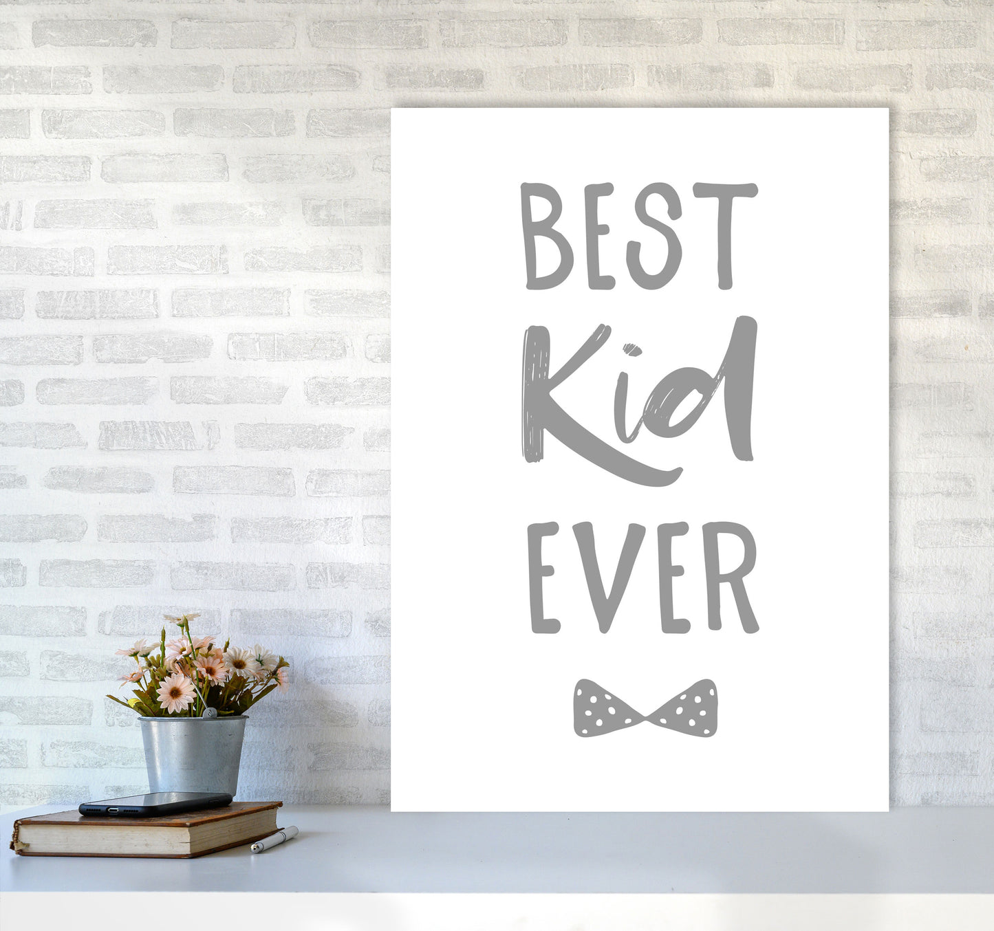 Best Kid Ever Grey Framed Nursey Wall Art Print A1 Black Frame