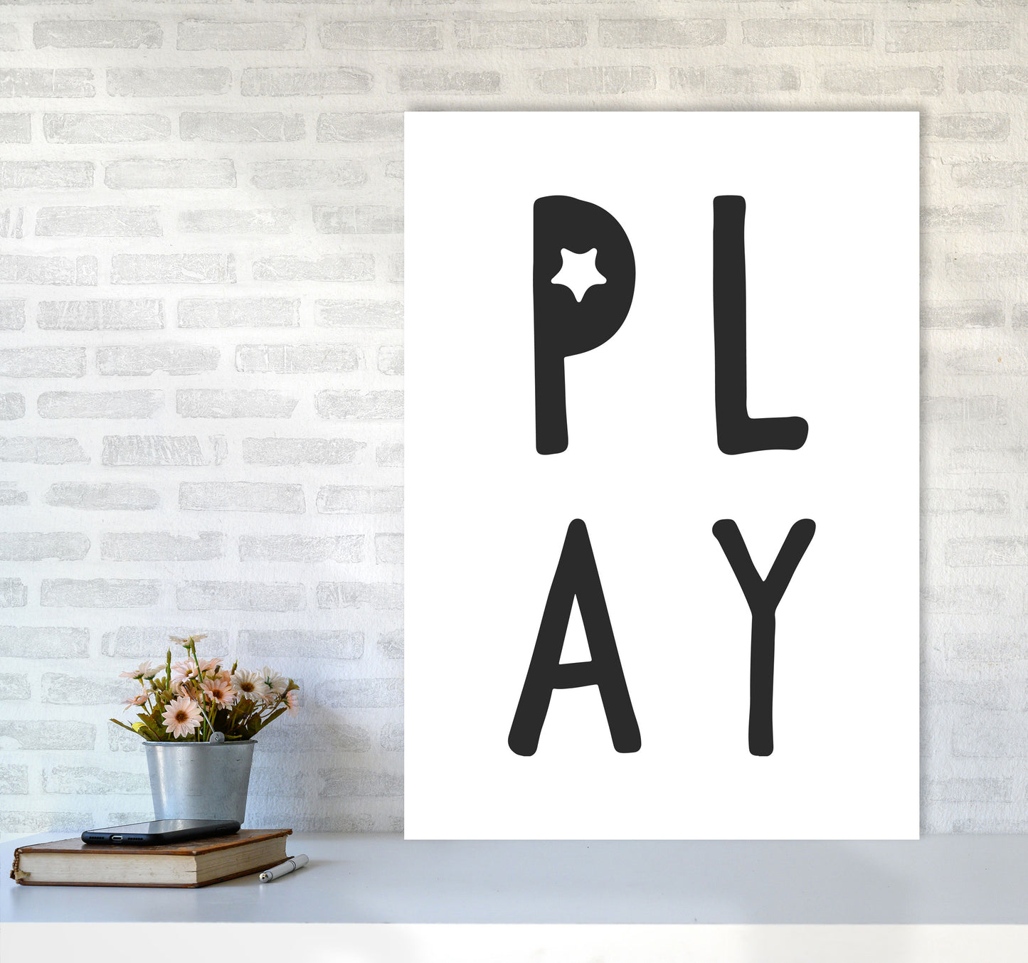 Play Black Framed Typography Wall Art Print A1 Black Frame