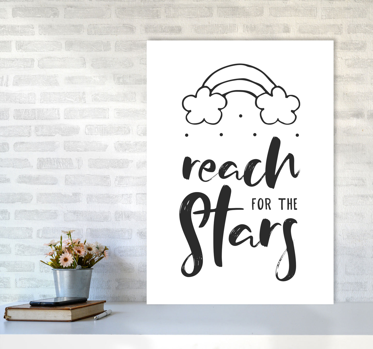 Reach For The Stars Black Modern Print A1 Black Frame