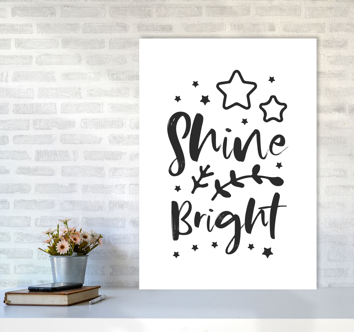Shine Bright Black Framed Nursey Wall Art Print A1 Black Frame