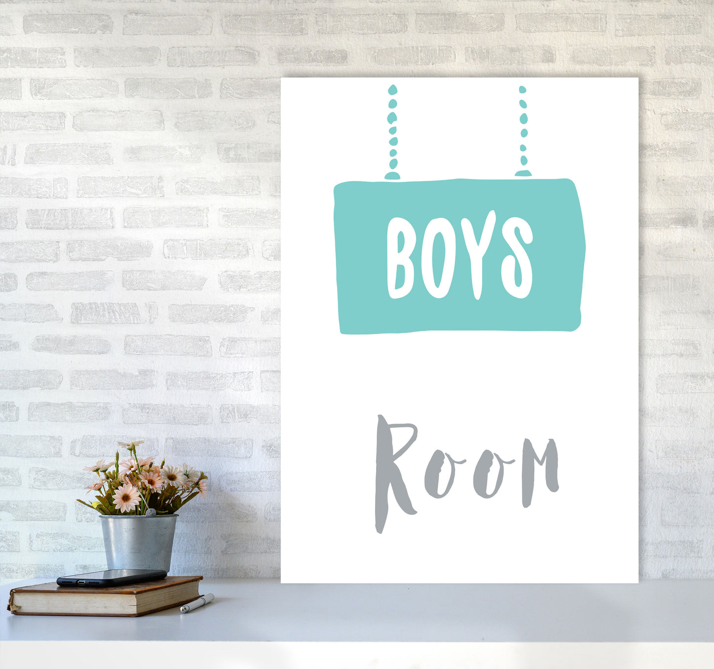 Boys Room Mint Framed Nursey Wall Art Print A1 Black Frame