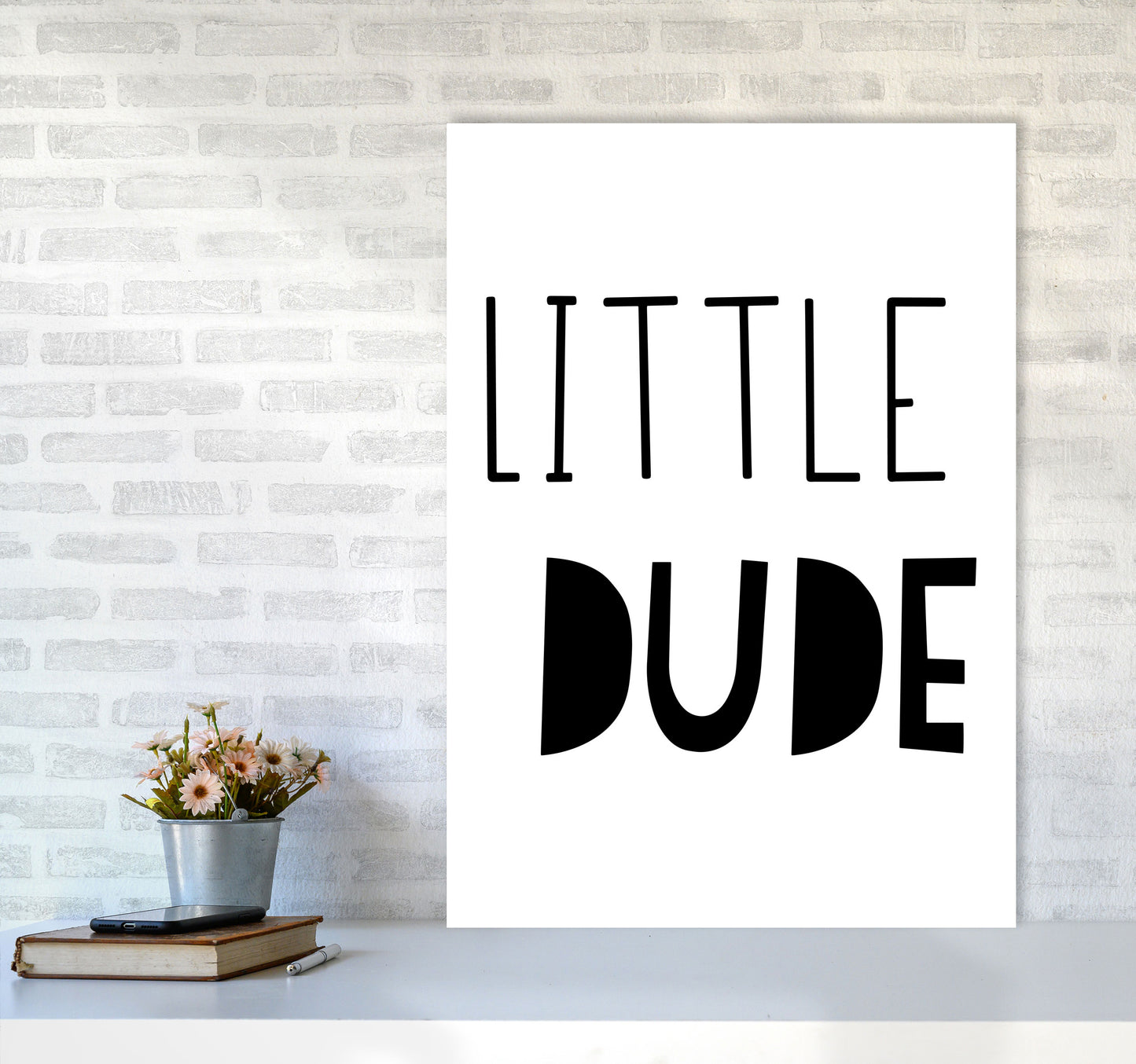 Little Dude Black Framed Nursey Wall Art Print A1 Black Frame