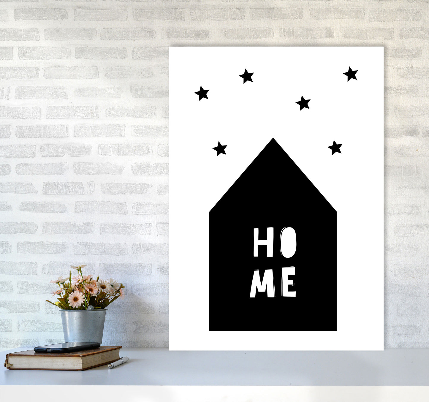 Home Scandi Framed Typography Wall Art Print A1 Black Frame