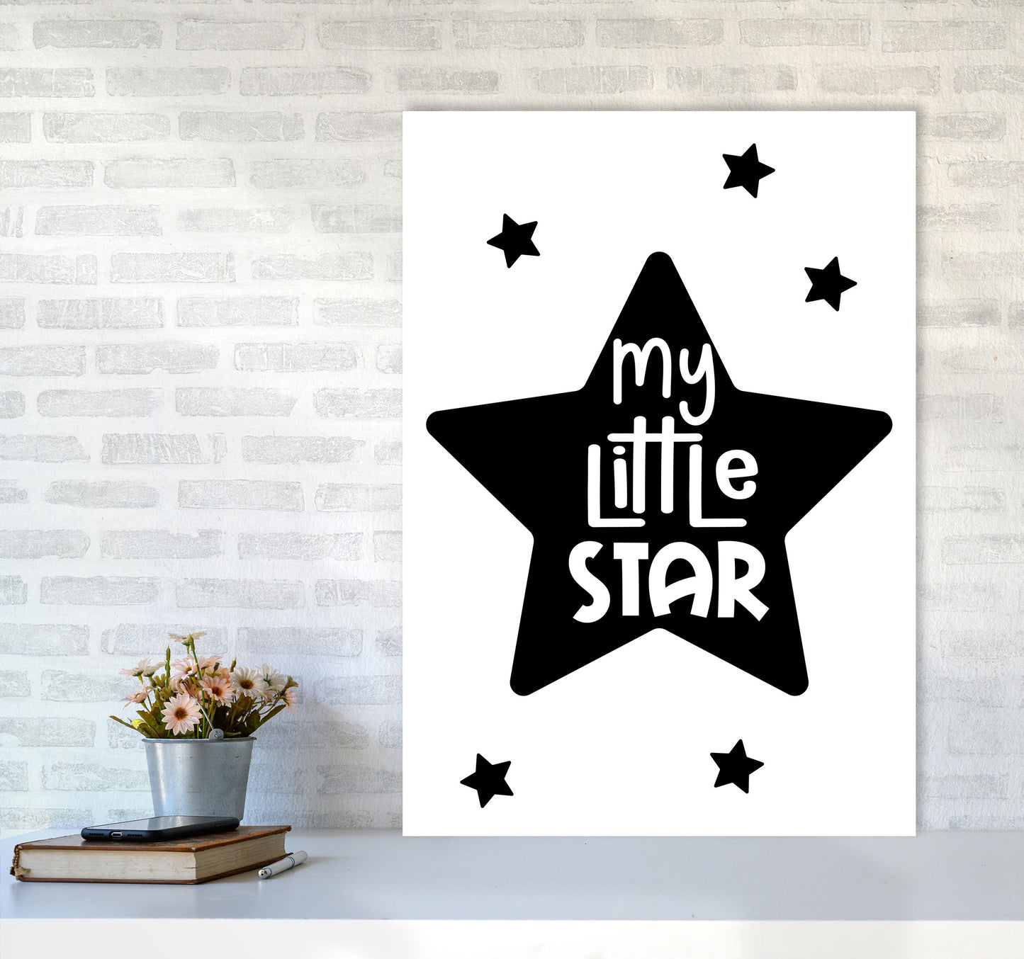 My Little Star Black Framed Nursey Wall Art Print A1 Black Frame
