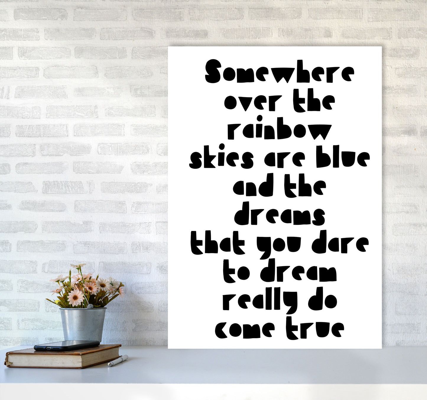 Somewhere Over The Rainbow Black Modern Print A1 Black Frame