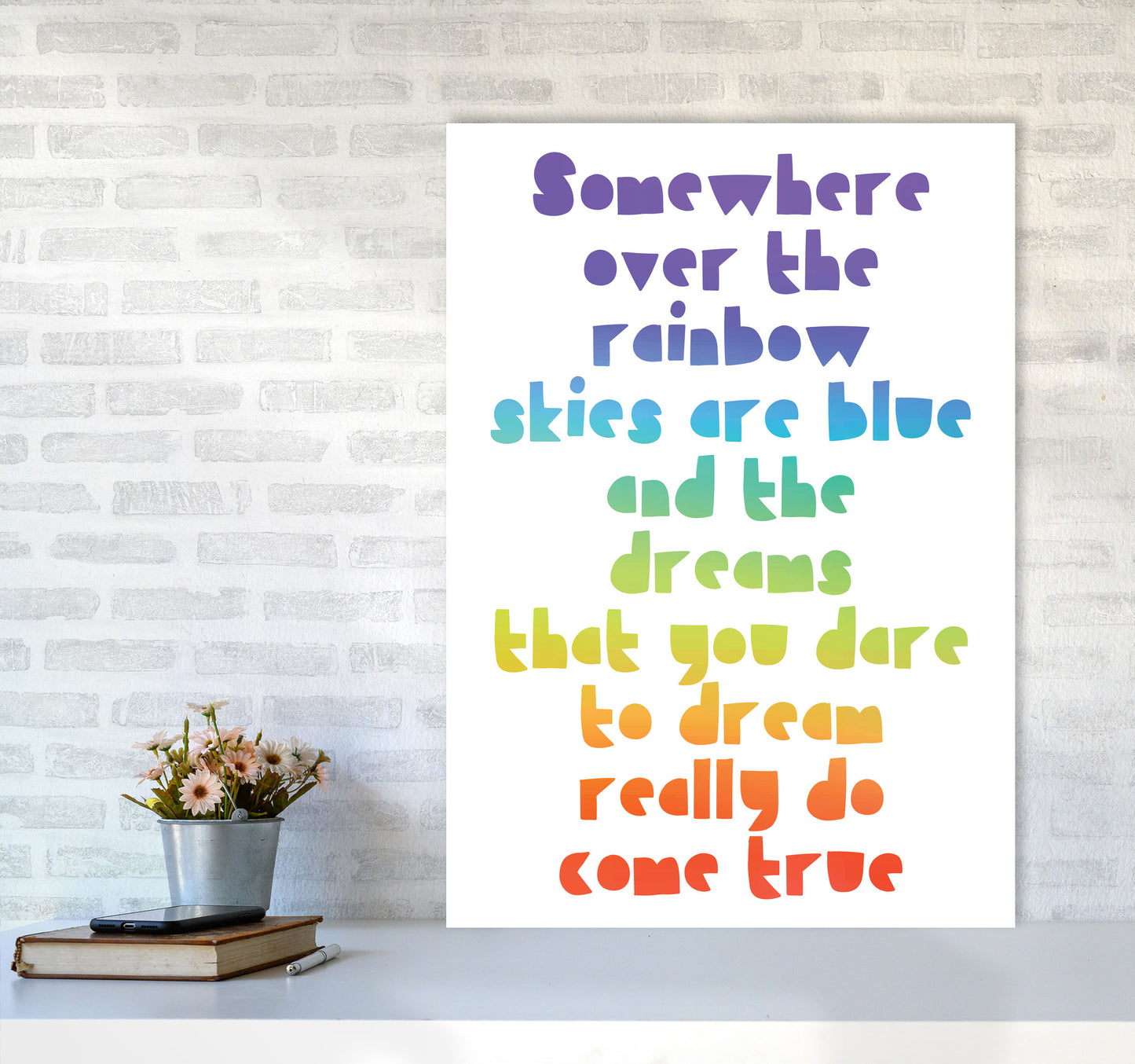 Somewhere Over The Rainbow Multi Modern Print A1 Black Frame