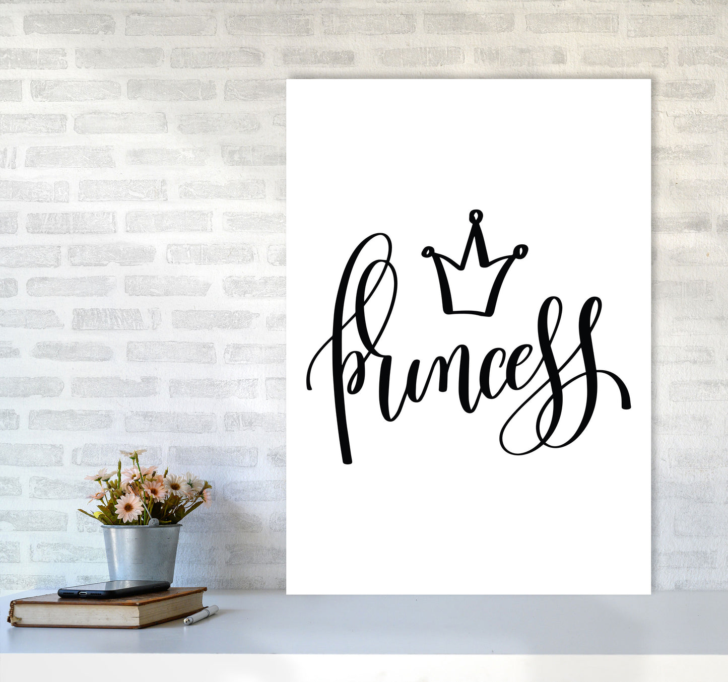 Princess Black Framed Nursey Wall Art Print A1 Black Frame